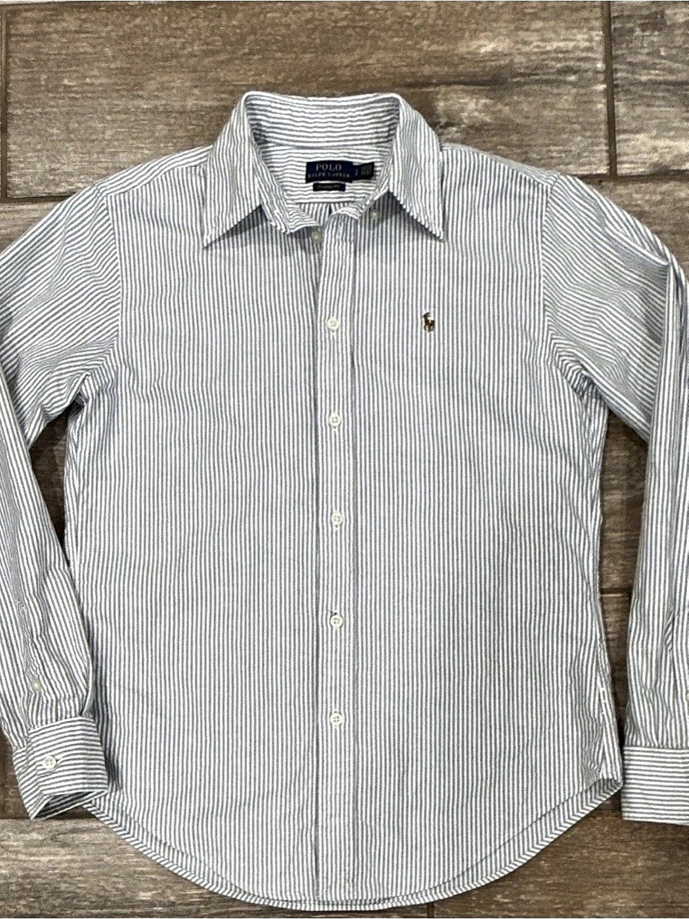 Polo Ralph Lauren Classic Fit Striped Button Down White & Gray Small Like New